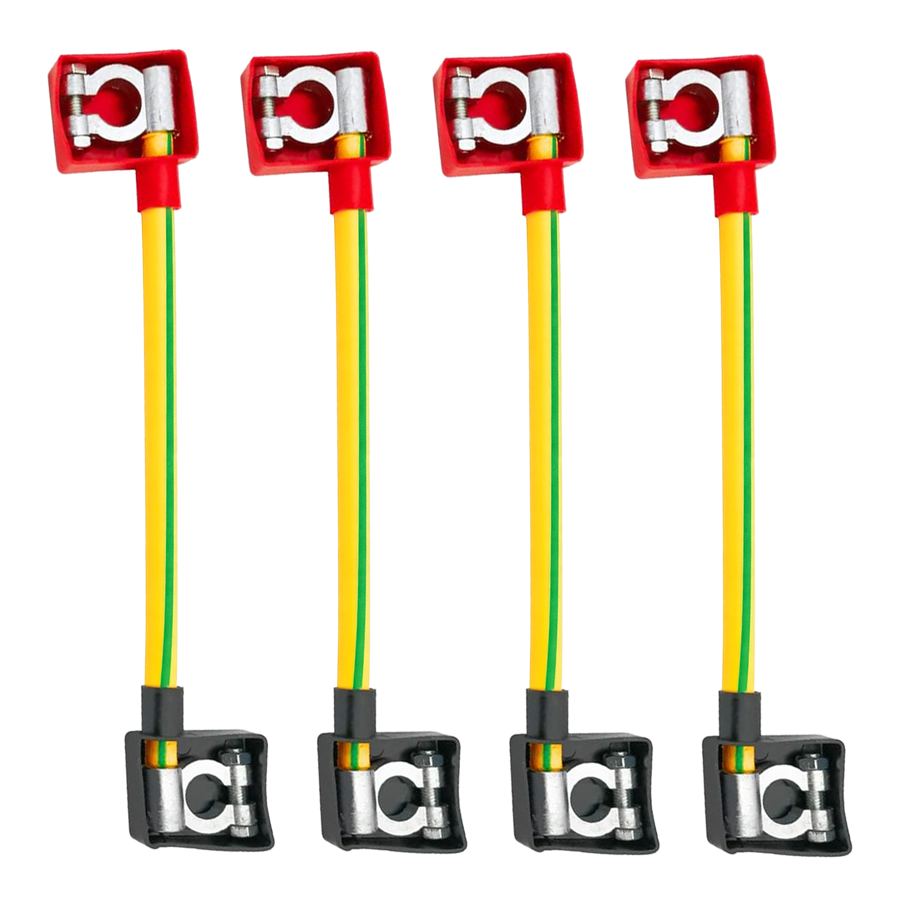 30cm Heavy-Duty Battery Connecting Wire 12mm² Pure Copper Yellow-Green Grounding Power Cable with Dual Sheathed Lead Clips
