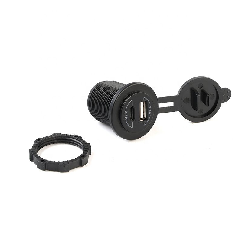 Dual Port Bus Boat Marine Car Charger 12V 24V USB Panel Socket Copper for Instrument Power Charger