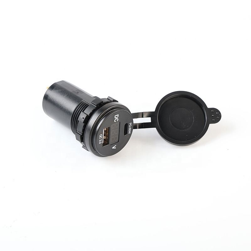 Hole Size 29 mm Approved PVC PA66 Round Mini Black Fast USB Charging Dual USB Port Socket for RV Car Marines
