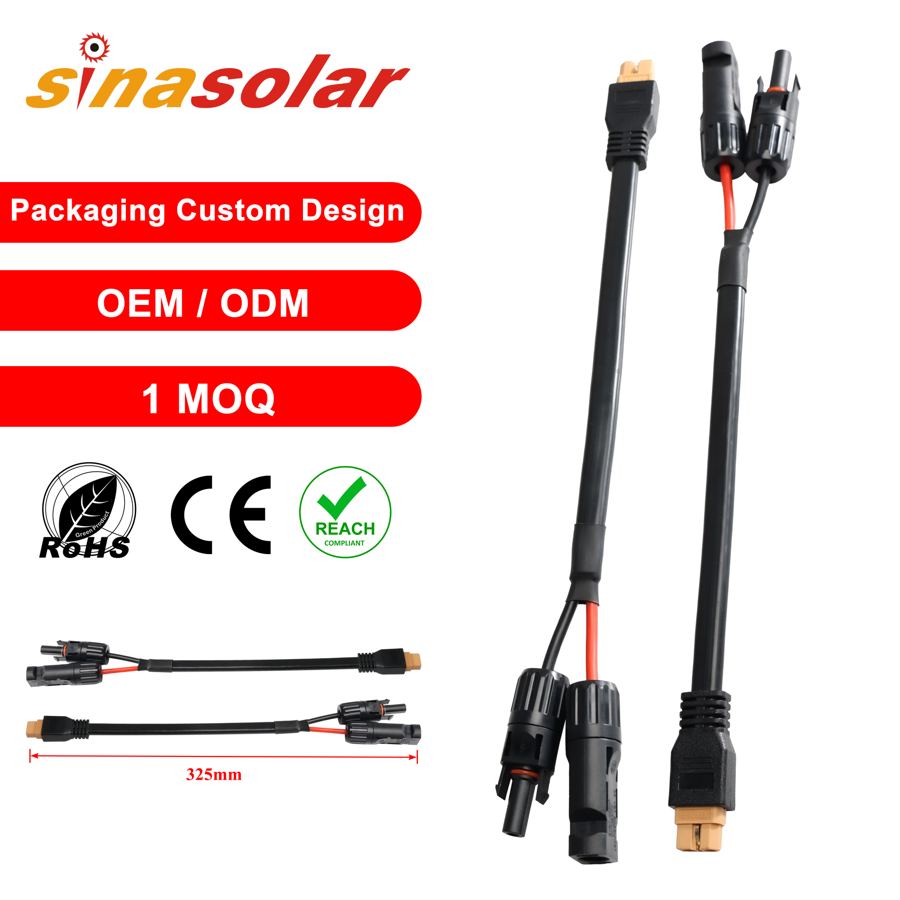 XT60 CE Female to MC 30cm 4mm2 Copper Positive Pole Red Wire H4 Female Header Patch Cable Solar Panel Power Extension Cable