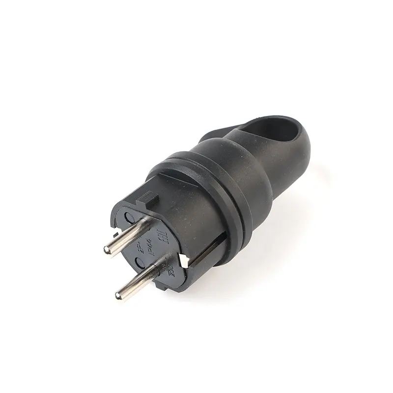 Electric Power German Plug 16A/250VAC Waterproof IP44 Rubber/TPE Material 3G2.5MM2 Cable Schuko Plug 45 Degrees