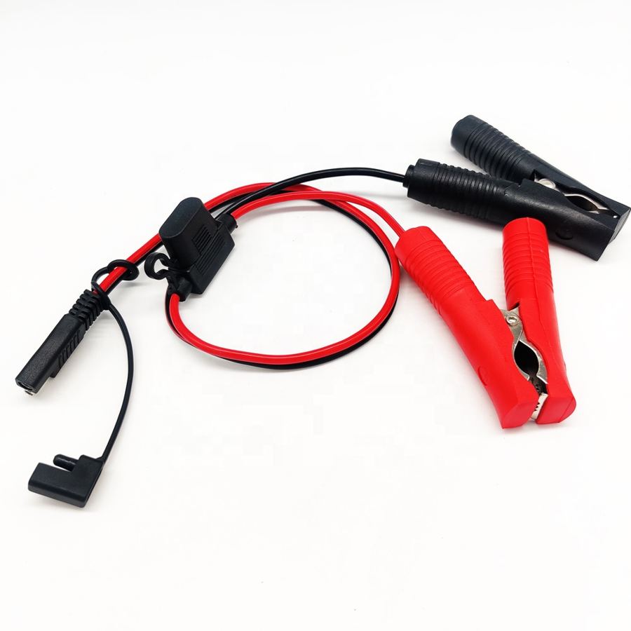 16awg Alligator Clip to Sae Cable Car Battery Cables 12v Crocodile Alligator Clip to Sae Connector With Middle Fuse Hold
