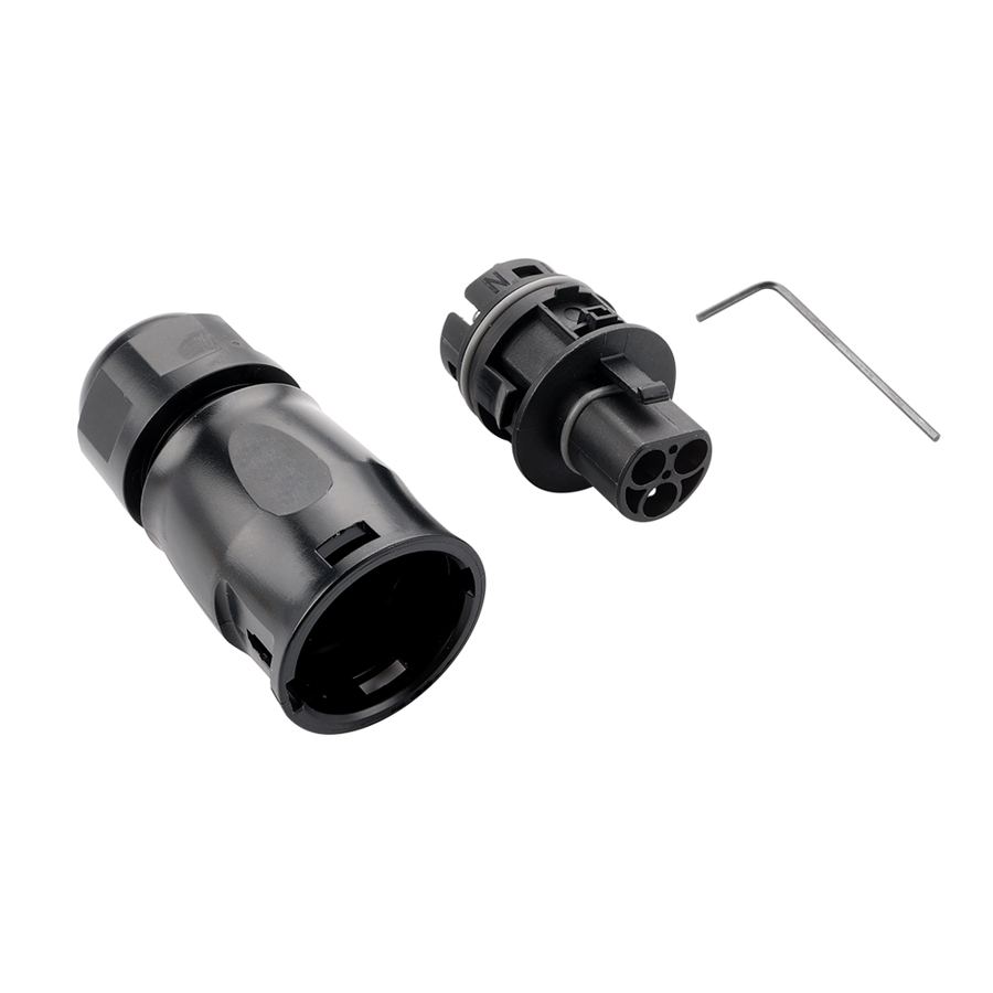 OEM AC Power Micro Inverter Solar System Waterproof Deye Capable BC01 Plug Female Cap Male Rubber Cable to EU Schuko Plug
