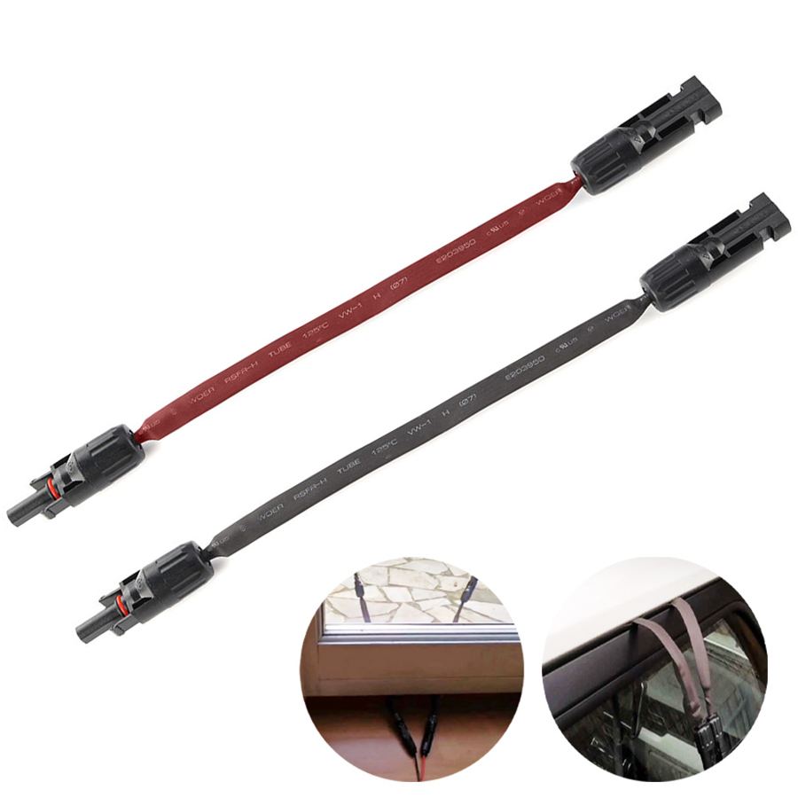 Solar 30CM Length Flat Copper Male Female MC Connectors PV Charging Cable for windows Door Through with Tubeprotected
