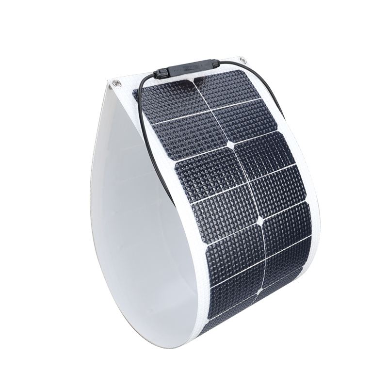 50W Waterproof Sunpower Monocrystalline Semi Flexible Bendable Solar Panel Kit Charger Off-grid for RV Boat Marine