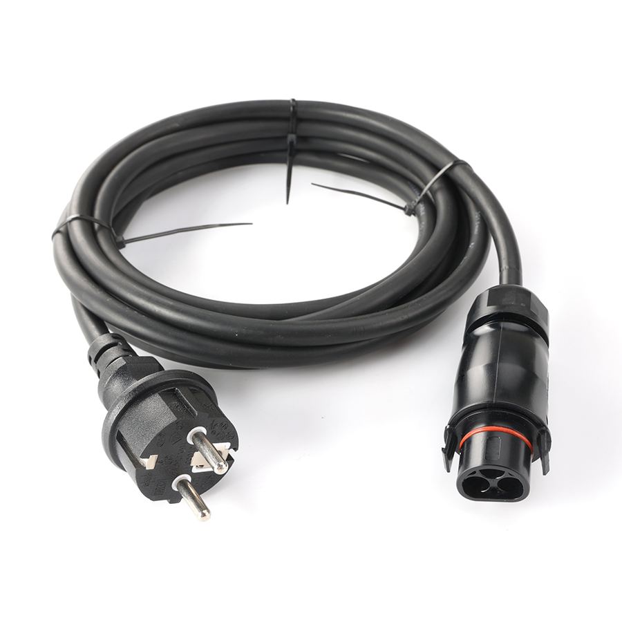 Customized BC01 New Rubber LY01 Male EU Schuko Deye Solar Sun Power Micro Inverter Connectors Plug Wire Cable