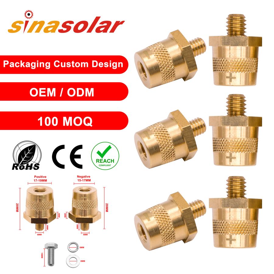 M6 M8 M3/8 Auto Car H59 Brass Lithium Battery Post Pole Terminal Connectors Adapters Without Stainless Steel Screws
