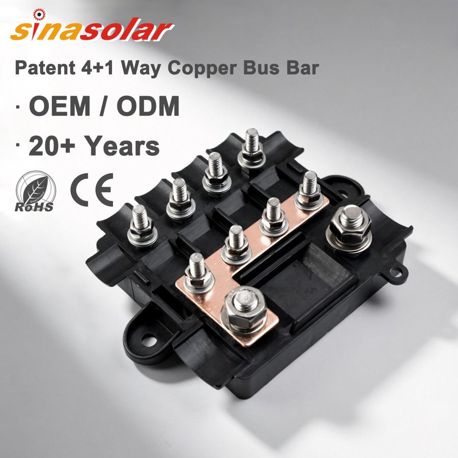 CE 12V 48 V 58V PA66 Shell Copper Bus Bar Max 150A 4+1 Way 8M5 MIDI 2M8 MEGA Mini DC Car Audio Blade Afs Fuse Holder Box