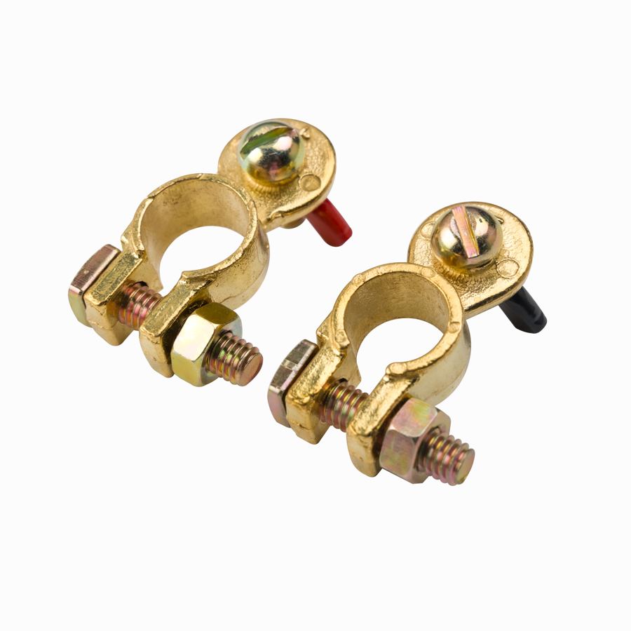 Heavy Duty Auto Car Marine Front Brass Lithium Battery Post Pole Terminal Connectors Adapters with Iron Screw