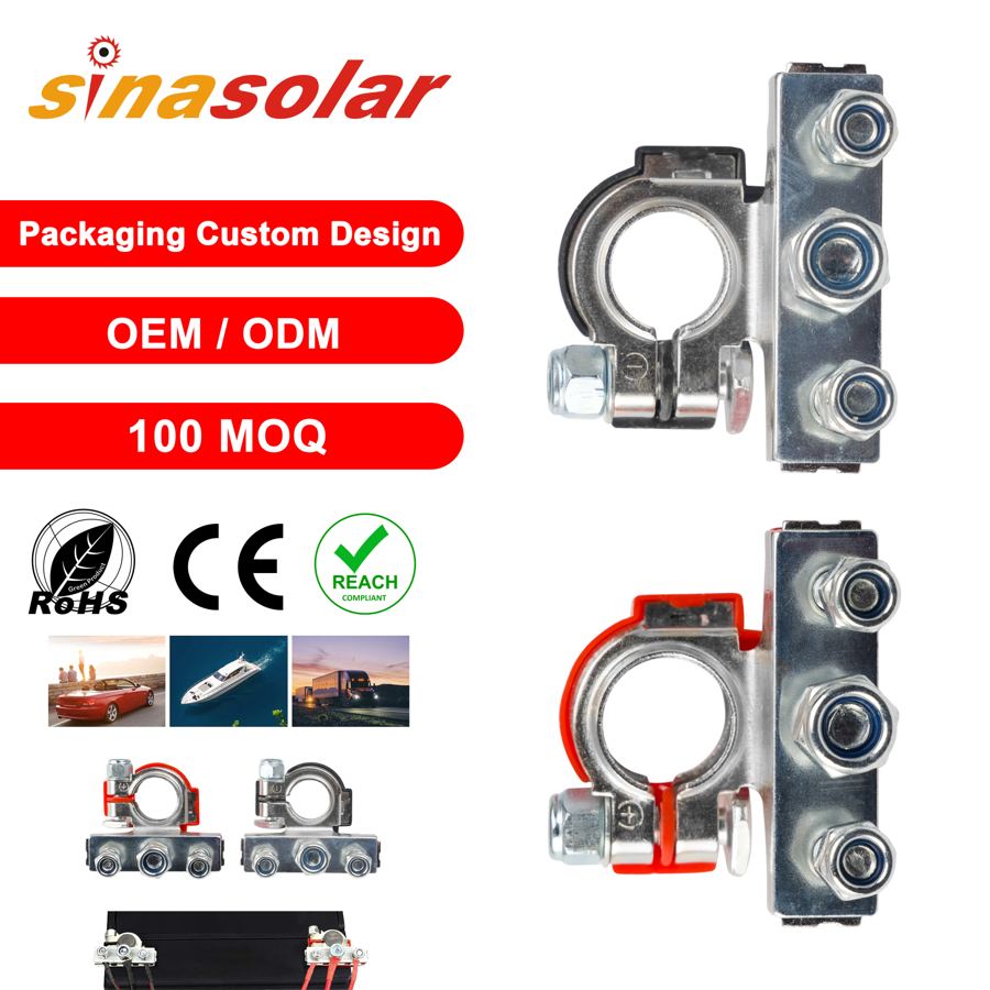 3 Pole Nickel Plated Brass Thickening Auto Car Battery Post Terminal Connector Clamps Universal for SUV Off-roader Pickup Truck