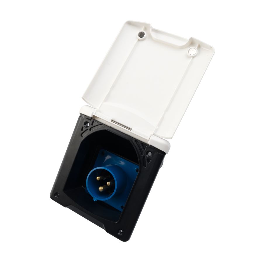 IP44 Waterproof ABS UV Resistance 16A 32A CEE Panel Mounted Socket with Magnet Cover for Caravan Power Charging