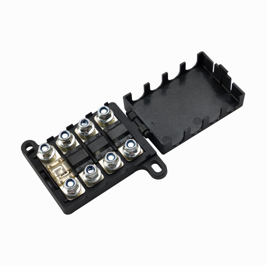 12V 32V 48 V Automotive Bus Car PA66 Galvanized Iron M5 Stainless Nut 4 Way MIDI MEGA DC Fuse Holder Block Junction Box