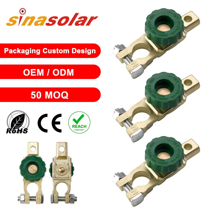 12-24V Zinc Alloy Negative Brass Auto Universal Quick Cut-off Disconnect Car Battery Post Screw Terminal Switch Isolator