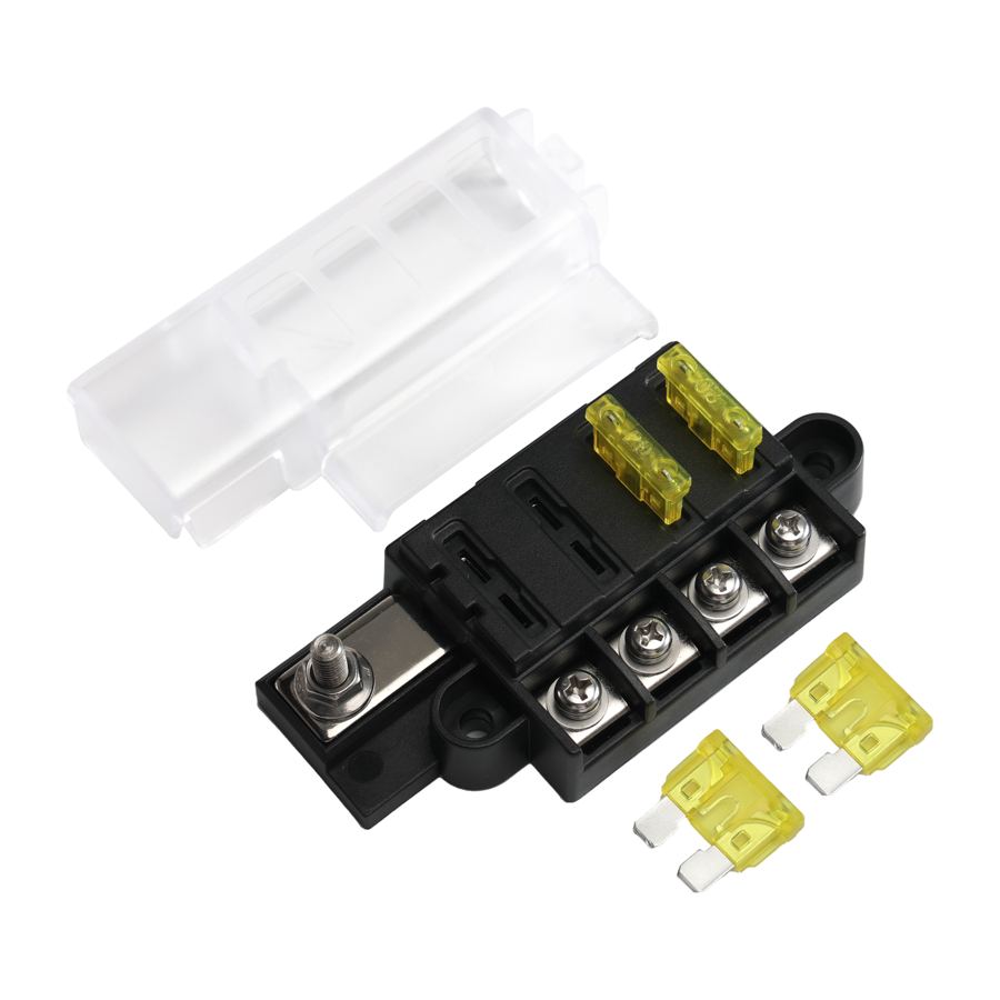 Jcb 4cx 100A 12V 32V 48 V 4 Way Car Audio Mega Blade Afs Fuse Relay Box Anl Fuse Holder with 20A Medium Fuse for Auto Bus Boat