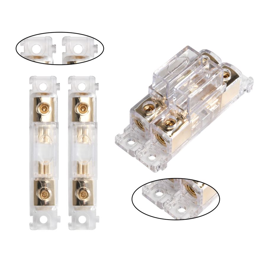 Maxi Lead High Voltage Fuse Holder Auto 4/8AWG Cable Gold Plated Terminal Blade Afs Fuse with Clear Cover for Car Audio Truck