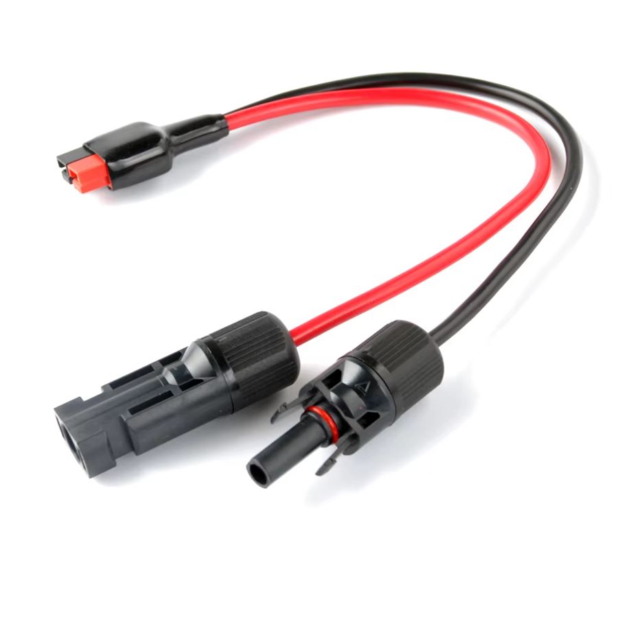 20cm 4mm MC Plug to 2 30A Solar Plug Right and Left Monopoles Connector Power Extension Cable for Solar Power System