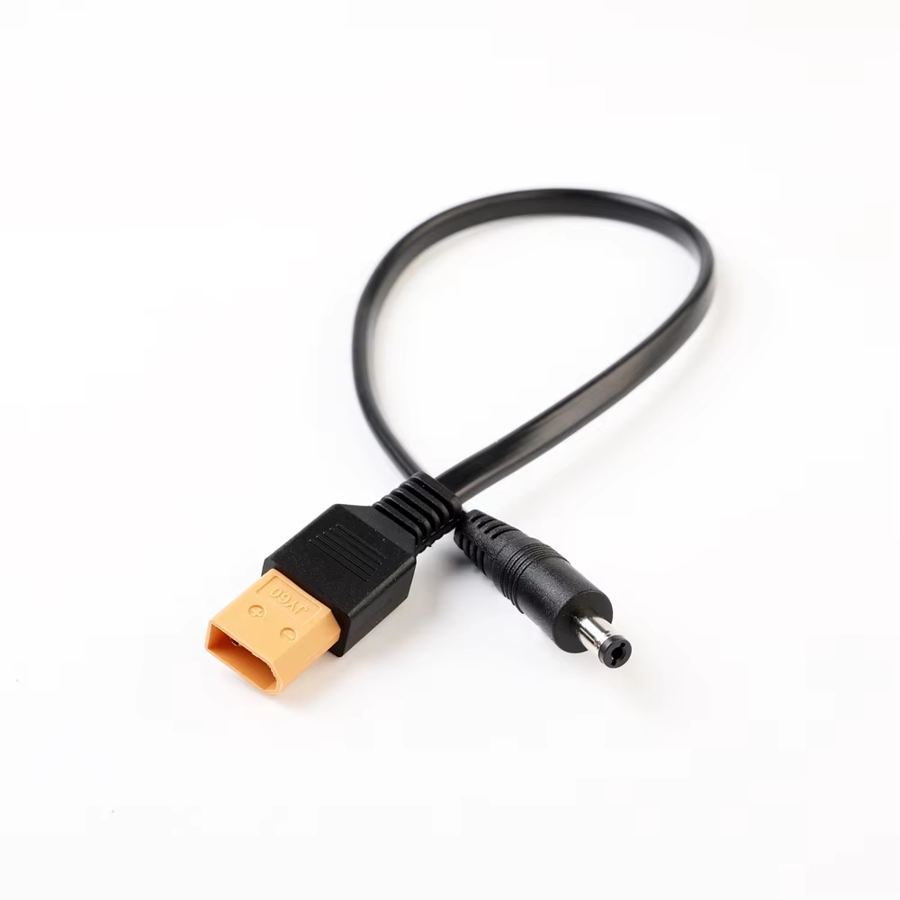 4.1*7MM OD 2*48 0.2mm Power Cord XT60 Male to DC5521 Male Black Flat Cable 1.5mm2 Adapter Extension Cord