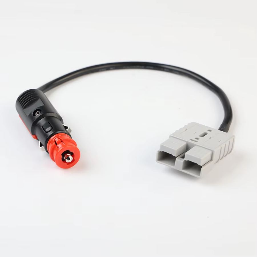 30cm 16AWG 6.5OD 50A Solar Plug to Male Cigarette Lighter Plug Cable for RV Car Caravan Power Supply