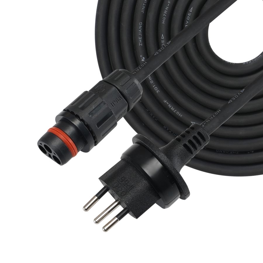 H07RN-F 3x1.0mm2 LNPE 3 Pin 5m with CH Swiss Type T13 Plug IP55 Waterproof Rubber Power Cable for Hyper 2000 From Zendur