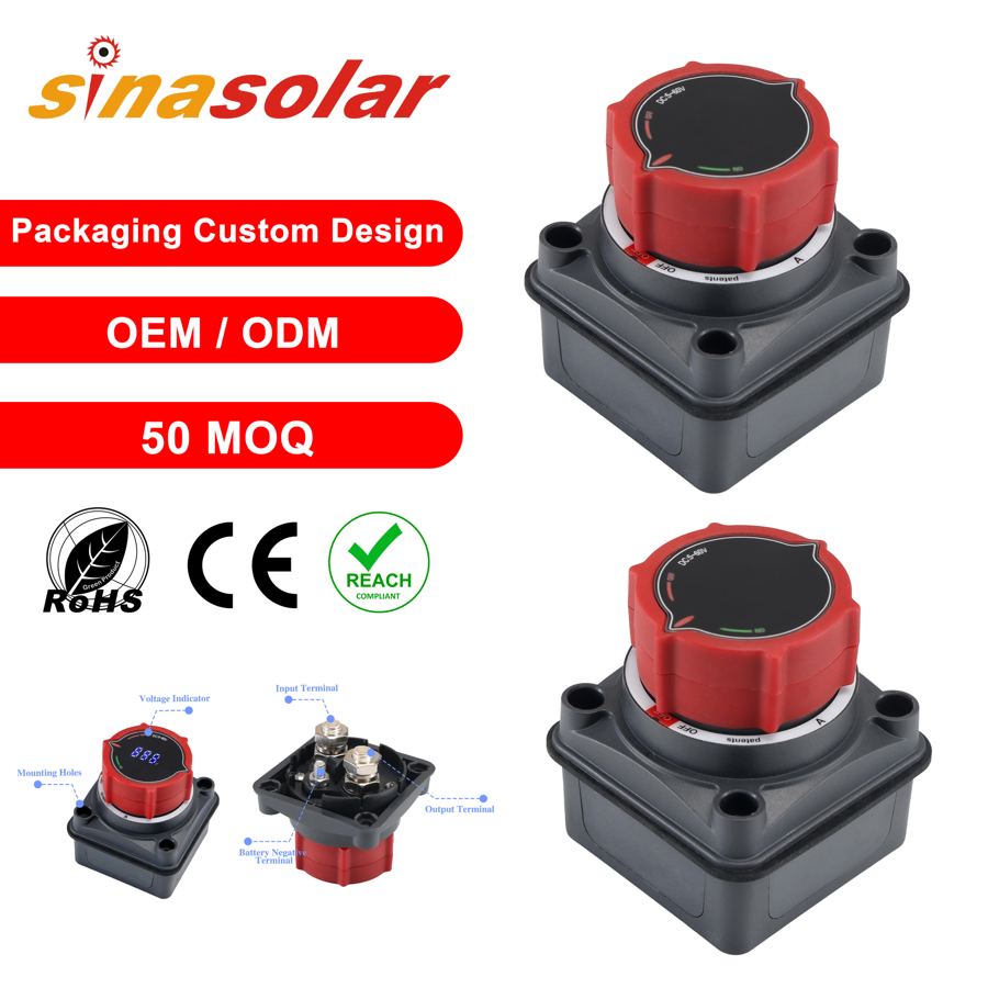 80V 300A Heavy Duty Silver Plated Copper Battery Switch Disconnect Isolator With Voltage Display for Automotive RV Car