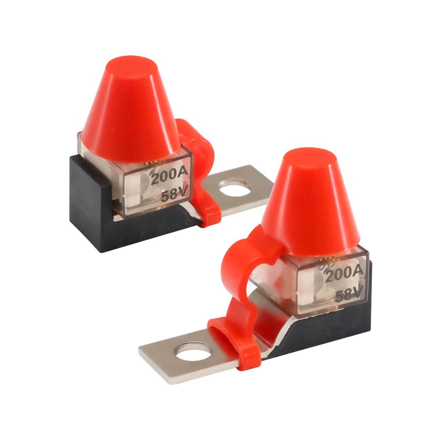 200A 58V Single One Way Single Pole M8 MRBF Battery Fused Terminal Block with Ceramic Fuse for RV Marine Automotive Blade