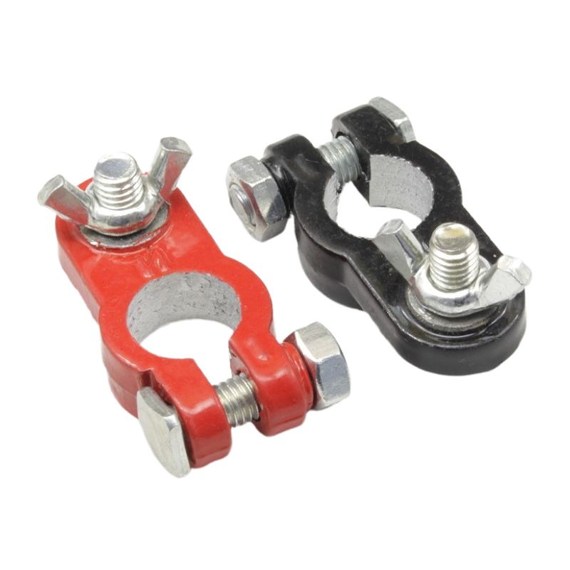 Positive Negative Poles Aluminum Alloy Screw Battery Terminal Clamp with Anti-corrosion Gasket for Cars Marine Yacht RVs