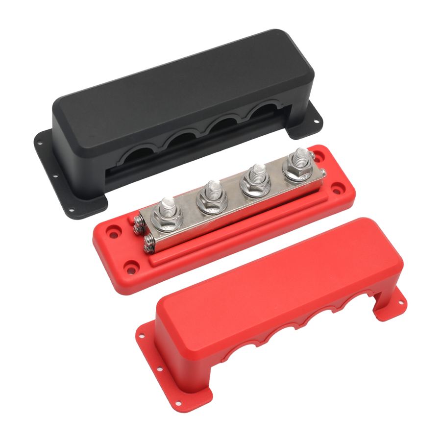 600A Copper 4 Way Battery Electrical Copper Power Distribution Posts Junction Block Bus Bar Holder Terminal Automotive Marine