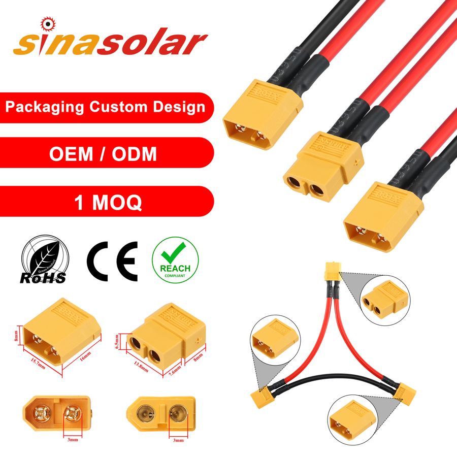 XT60 Serial Parallel Cable Battery Connector 12AWG Soft Silicone Wire Cable Adapter Extension Cord for UAV Helicopter Quadcopter