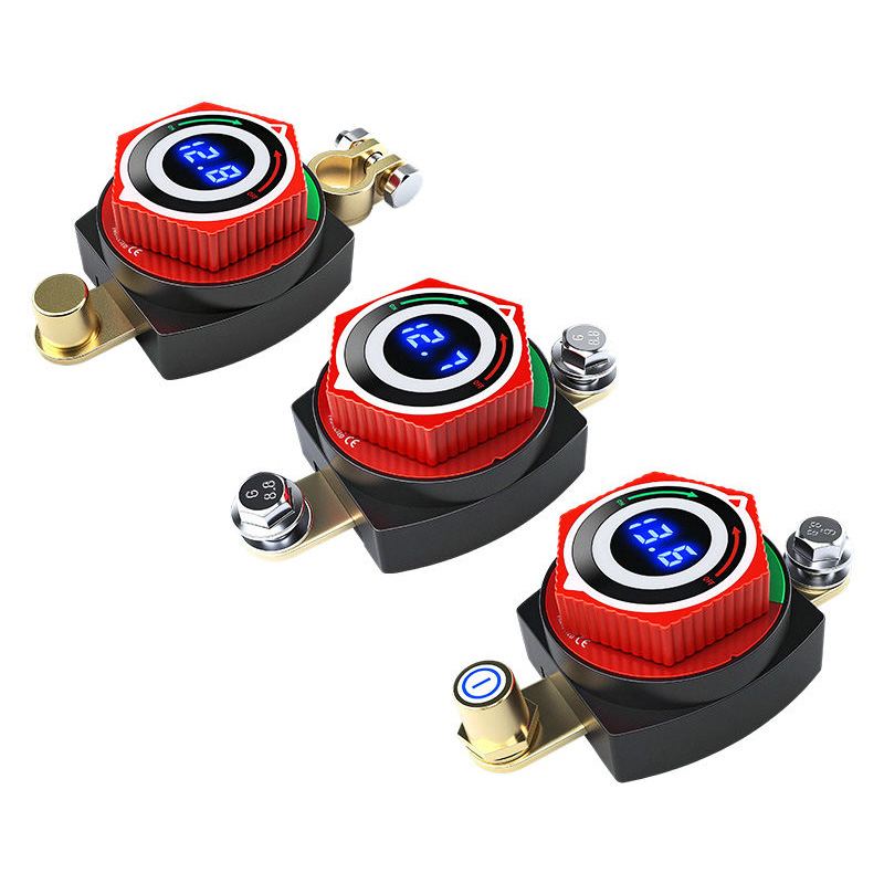 Digital Display Rotary Switch 90 Degree Battery Disconnect Switch with LED Voltmeter 1NO Screw Terminal for Marine Automotive