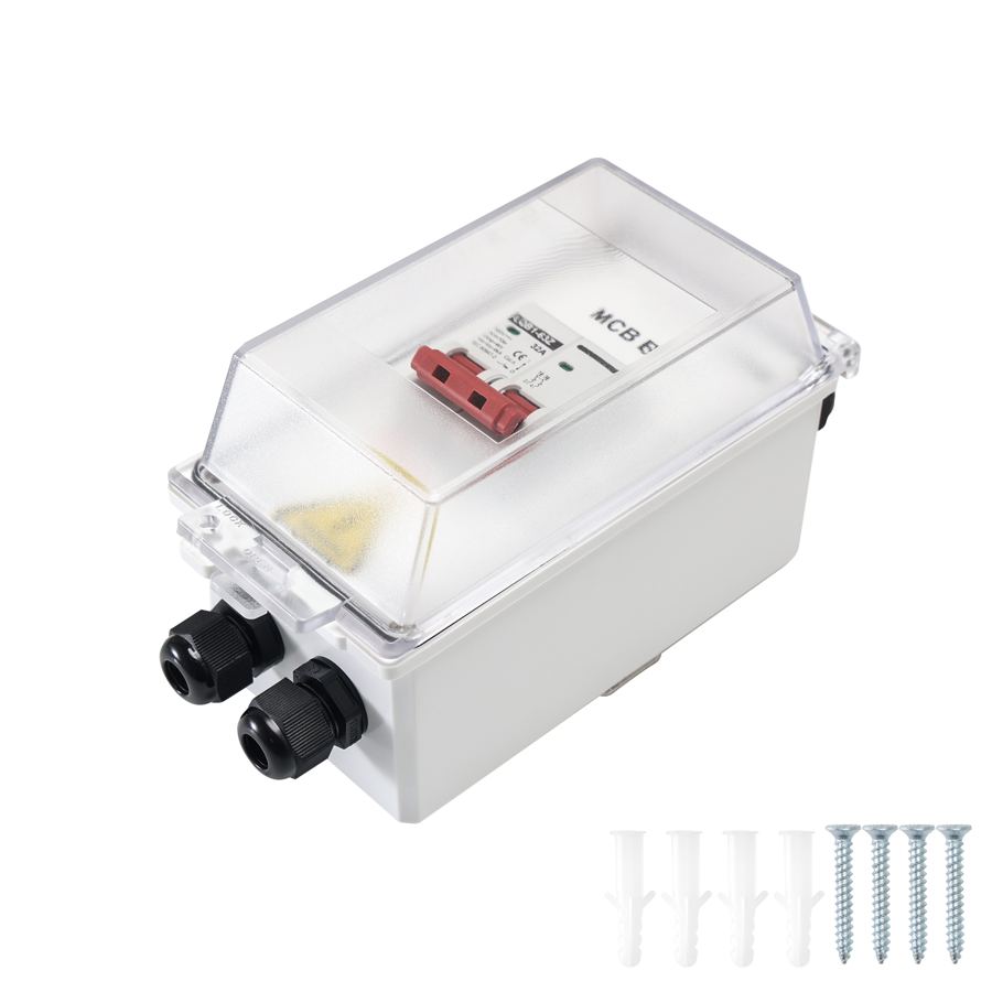 DC 500V 32A Circuit Breaker 2P IP65 Waterproof MCB Box Cable Optional for Solar PV System RV Energy Storage Home System Boat