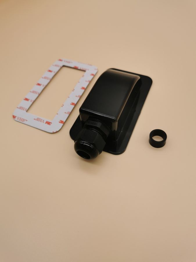 Black Garage Installation Outdoor Single Cable Entry OD 3-12mm With 3M Double Side Sticker Included for Solar Power System
